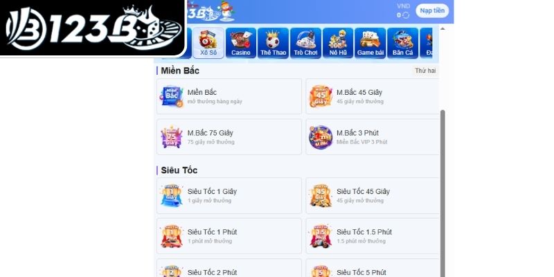 Giới thiệu về sảnh xổ số 123B